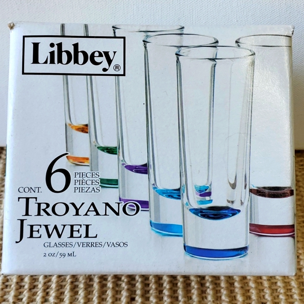 Libbey Troyano Jewel Multicolor Set of 6 Cordial Shot Glasses
